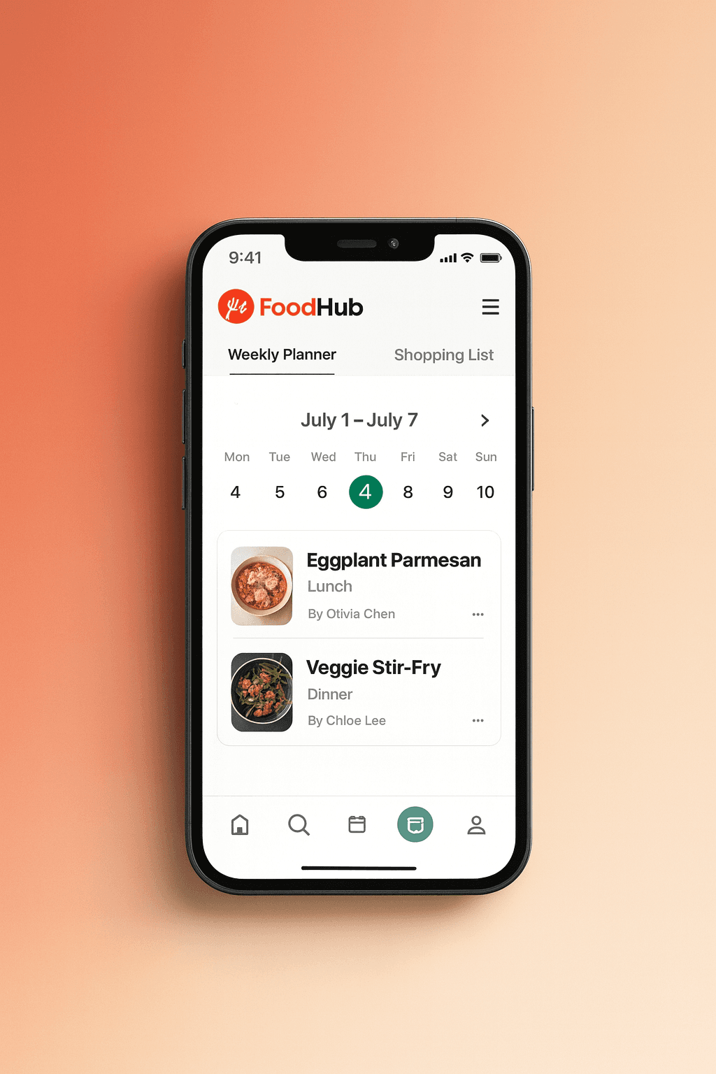FoodHub Weekly Planner